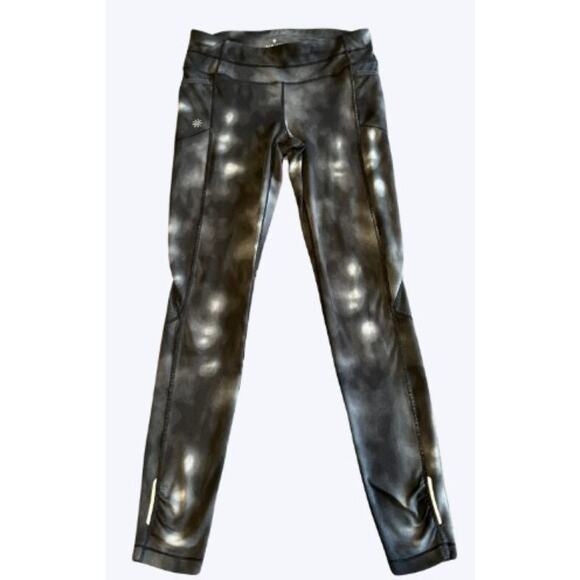 Athleta Full Length Women's Leggings Black Gray Tie Dye Size Small - Picture 1 of 5